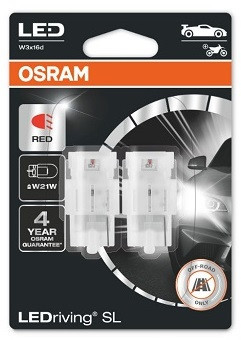 Set 2 Buc Led Osram W21W 12V 1,4W W3X16D 6000K LEDriving SL 7505DRP-02B foto