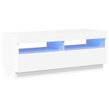 Cumpara ieftin Comoda TV cu lumini LED, alb extralucios, 100x35x40 cm