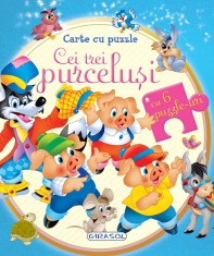 Carte cu puzzle - Cei trei purcelusi foto