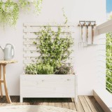Cumpara ieftin Jardinieră de grădină cu raft alb 79x39,5x114 cm lemn masiv pin