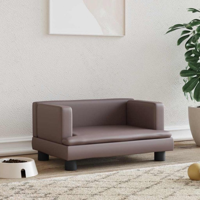 vidaXL Pat de c&acirc;ini, maro, 60x40x30 cm, piele ecologică