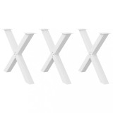 VidaXL Picioare de masă &icirc;n formă de X, 3 buc., alb, 90x(72-73) cm, oțel
