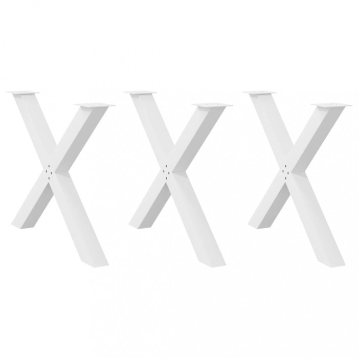 vidaXL Picioare de masă &icirc;n formă de X, 3 buc., alb, 90x(72-73) cm, oțel 4012997