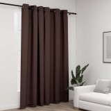 vidaXL Perdea opacă, aspect p&acirc;nză, cu ocheți, gri taupe, 290x245 cm