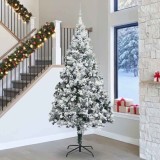 vidaXL Brad de Crăciun cu lumini decorative cu coarde Alb 300 cm PVC 3394806