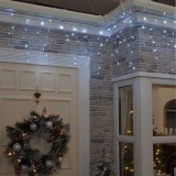 Instalatie craciun turturi, ip44, 25 m, 228 led-uri ,perdea franjurata, alb rece, 8 jocuri de lumini, transformator 31 v, putere 9 w, interconectabila, Flippy