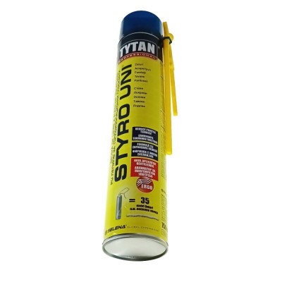 Adeziv de constructie spuma din poliuretan, cu aplicator, Styro Uni Tytan Professional 99917, 750ml, pentru fixare, lipire sau reparatii foto