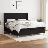 Gossi pat box spring cu saltea, negru, 160x200 cm, textil