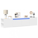 vidaXL Dulap TV de perete cu lumini LED, alb, 180x31x39,5 cm