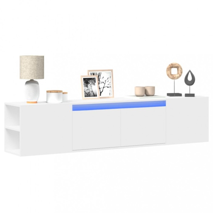vidaXL Dulap TV de perete cu lumini LED, alb, 180x31x39,5 cm 3307954