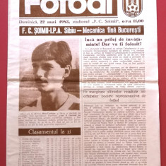 Program meci fotbal FC "SOIMII" IPA SIBIU - MECANICA FINA BUCURESTI(22.05.1983)