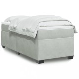 VidaXL Pat box spring cu saltea, gri deschis, 100x200 cm, catifea 3285263