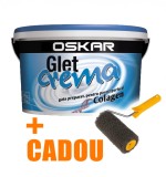 Glet crema Oskar, pe baza de colagen, interior, 15 kg + Trafalet Hardex Rolputz 18, uz general, poliamida, rola de 18 cm, diametru 48 mm