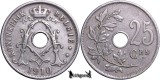 1910, 25 Centimes - Albert I - Regatul Belgiei - inscripție olandeză