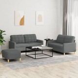 VidaXL Set de canapele cu perne, 3 piese, gri &icirc;nchis, textil