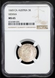 3 KREUZER 1665 MS 65 TOP POP 1/3 - LEOPOLD I - MONETARIA VIENA - GRADATA NGC 8234589-005, Europa, Argint