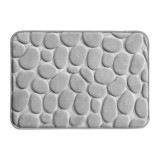Covoras de baie din Poliester si spuma de memorie, model pietre, anti-derapant, ultra-absorbant, Gri, 60 x 40 cm