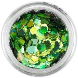 Confetti decorativ &icirc;n formă de floare - verde, hologramă, INGINAILS