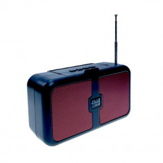 Boxa portabila radio cu lanterna, incarcare solar si electric, Bluetooth, USB, Cititor Card : Culoare - rosu
