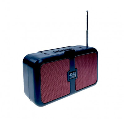 Boxa portabila radio cu lanterna, incarcare solar si electric, Bluetooth, USB, Cititor Card : Culoare - rosu foto