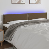Tablie de pat cu LED, maro &icirc;nchis, 200x5x78/88 cm, textil GartenMobel Dekor, vidaXL