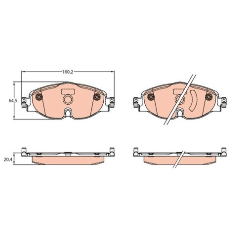 Set placute frana fata TRW, Audi Q3, 2019-; VW Arteon, 2017-, Caddy, 2015-, Golf VII, 2012-, Passat, 2014-, Tiguan, 2016-, Fata; Pt. numar PR : 1ZL;