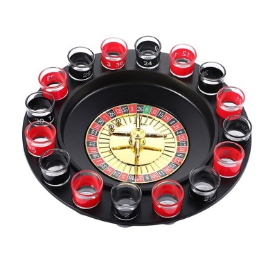 Joc de Baut Ruleta Flippy, cu 16 Pahare de Shot din Sticla , 30 x 30 x 5.5 cm, model 2, Rosu/Negru foto