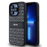 Husa piele iPhone 15 Pro Max DKNY Leather Mono Stripe &amp; Metal Logo, negru, DKHCP15XPRTHSLK