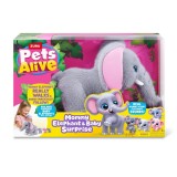 Set de joaca interactiv, Pets Alive, Mama Elefant si Puii sai