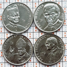 Set 4 monede Congo 4 x 1 Franc 2004 Pope John Paul II - KM 156 - 159 UNC - A028