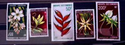 Comores 1969 flori, plante flora serie 5v neștampilată foto
