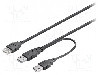 Cablu USB A mufa x2, USB A soclu, High Speed, USB 2.0, lungime 0.3m, negru, Goobay - 93353