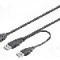 Cablu USB A mufa x2, USB A soclu, High Speed, USB 2.0, lungime 0.3m, negru, Goobay - 93353
