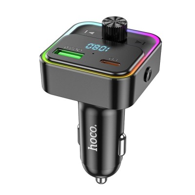 Hoco Incarcator Auto Bravery E81 cu Bluetooth, FM Transmitter, PD 30W + QC3.0, Negru foto
