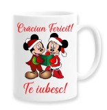 Cana alba personalizata Craciun Fericit, Te iubesc, INOVATIX&reg;. 330ml, Oem