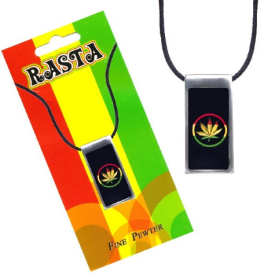 Colier din șnur, pandantiv, frunză de marijuana, fundal negru foto