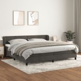 Gossi pat box spring cu saltea, gri inchis, 200x200 cm, catifea
