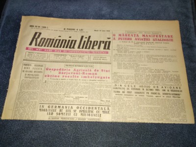 ZIARUL ROMANIA LIBERA 19 IULIE 1949 foto