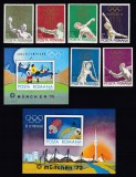 ROMANIA 1972 LP 797 LP 798 LP 799 OLIMPIADA DE LA MUNCHEN SERIE+COLITA DANTELATA+COLITA NEDANTELATA STARE MNH, Nestampilat