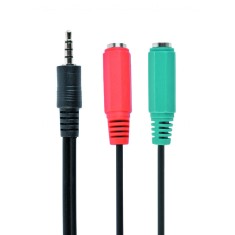 CABLU audio GEMBIRD Splitter stereo (1 x 3.5 mm jack T la 2 x 3.5 mm jack M), 20cm, negru, mufe rosu-verde, &quot;CCA-417&quot; (timbru verde 0.08 lei)