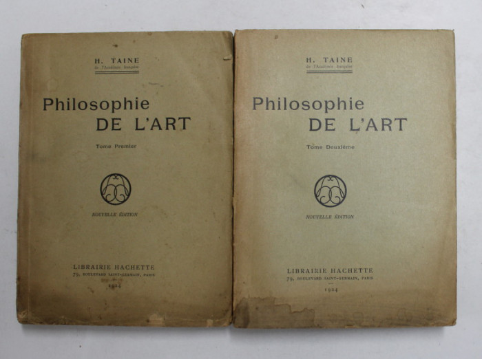 PHILOSOPHIE DE L &#039;ART par H. TAINE , VOLUMELE I - II , 1924