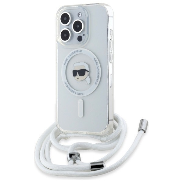Husa MagSafe pentru Apple iPhone 16 Pro, Karl Lagerfeld, IML Crossbody Karl&#039;s Head, Transparenta