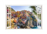 Cumpara ieftin Sticker decorativ, Fereastra 3D, Cinque Terre, 85 cm, 673STK, natura si peisaje