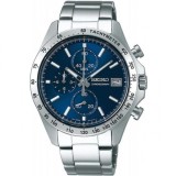 Seiko SBTR023 Ceas Cronograf pentru Bărbați cu Cadran Albastru &amp; Brățară Argintie din Oțel Inoxidabil