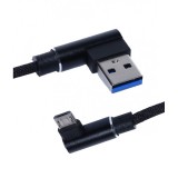 Cablu de date si incarcare elSales ELS-W05M USB-MicroUSB, conectori 90&deg;, negru