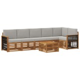 vidaXL Set canapea sectională cu pernă 6 pcs Natural și gri deschis 3384442