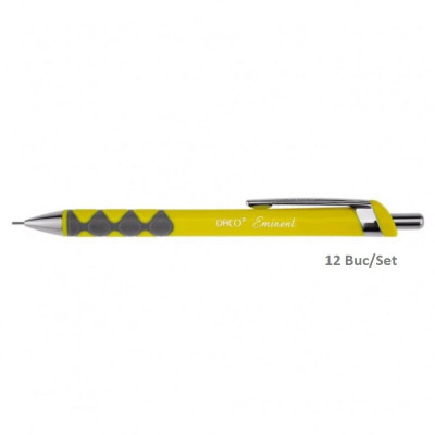 Set 12 Creioane Mecanice DACO Eminent, Mina 0.5 mm, Corp de Plastic, cu Mecanism, Culoare Galbena, Creioane Mecanice 0.5 mm, Creioane Mecanice cu Meca foto