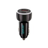 Alim. auto Spacer USB-A&amp;C 17W negru