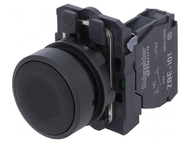 Comutator Apăsare 22mm 1 NO Negru