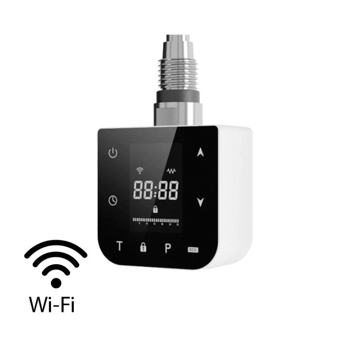Wifi-s fűtőpatron t&ouml;r&ouml;lk&ouml;zősz&aacute;r&iacute;t&oacute; radi&aacute;torhoz digit&aacute;lis hőfokszab&aacute;lyoz&oacute;val 800W feh&eacute;r